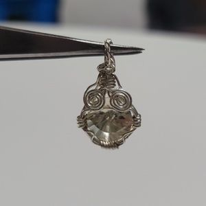 Yellow Labradorite Eye Wrapped in Sterling Pendant
